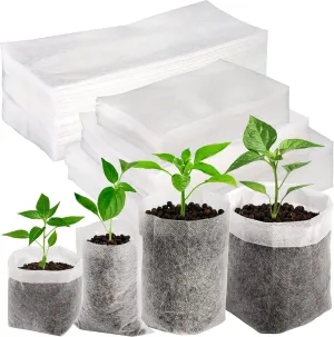 Yesland 1100 Pcs Degradable Non-Woven Plant Nursery Bags - Fabric Plant Seeding Bags Plant Grow Bags - 4 Assorted Sizes Nursing Growing Pouch for Vegetable, Flower, Plant Grow