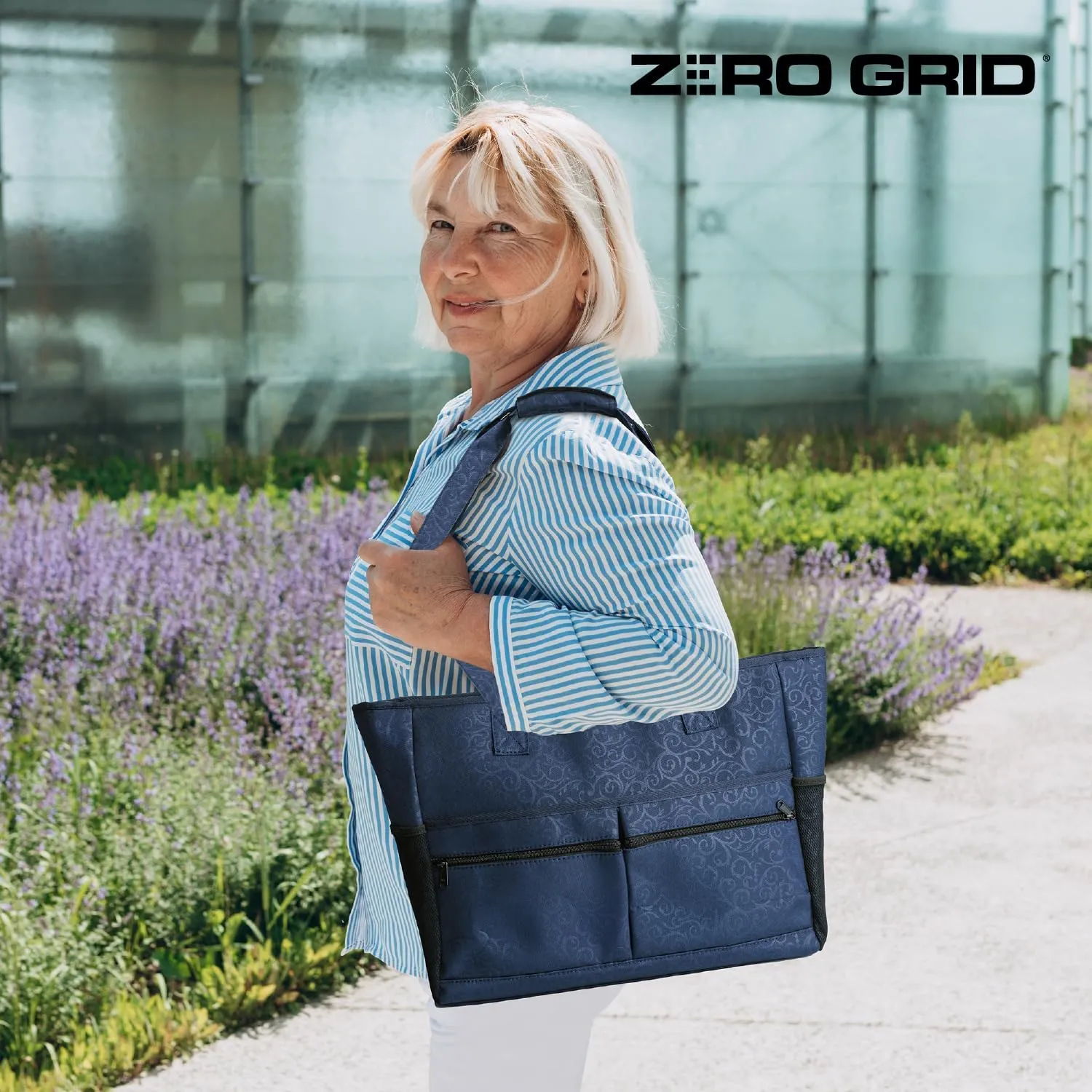 Zero Grid Women's Laptop XL Tote Bag - Travel, Gym, Yoga, Beach Shoulder Bag with RFID-Blocking and Water Resistant Fabric