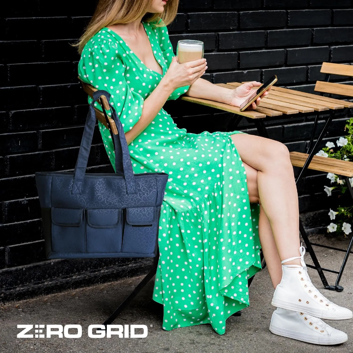 Zero Grid Women's Laptop XL Tote Bag - Travel, Gym, Yoga, Beach Shoulder Bag with RFID-Blocking and Water Resistant Fabric