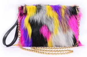 ZOSCGJMY Evening Faux Fur Handbags for Women Furry Fluffy Fuzzy Bags Purse Crossbody Shoulder Strap